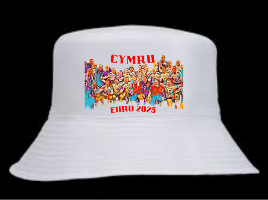 Wales Cymru Women Euro 2025 Bucket Hat White