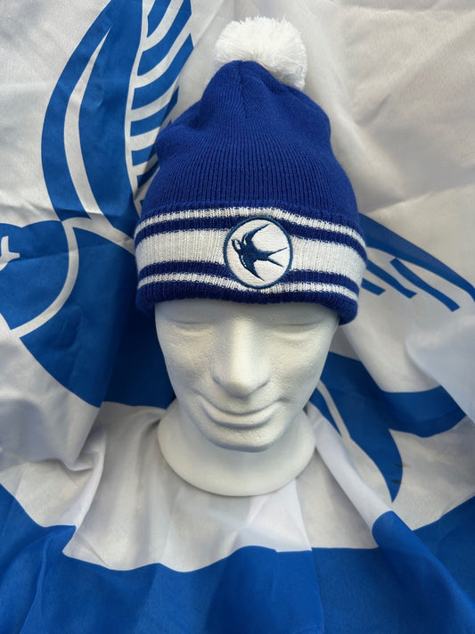 Cardiff City Bobble Hat Blue/White